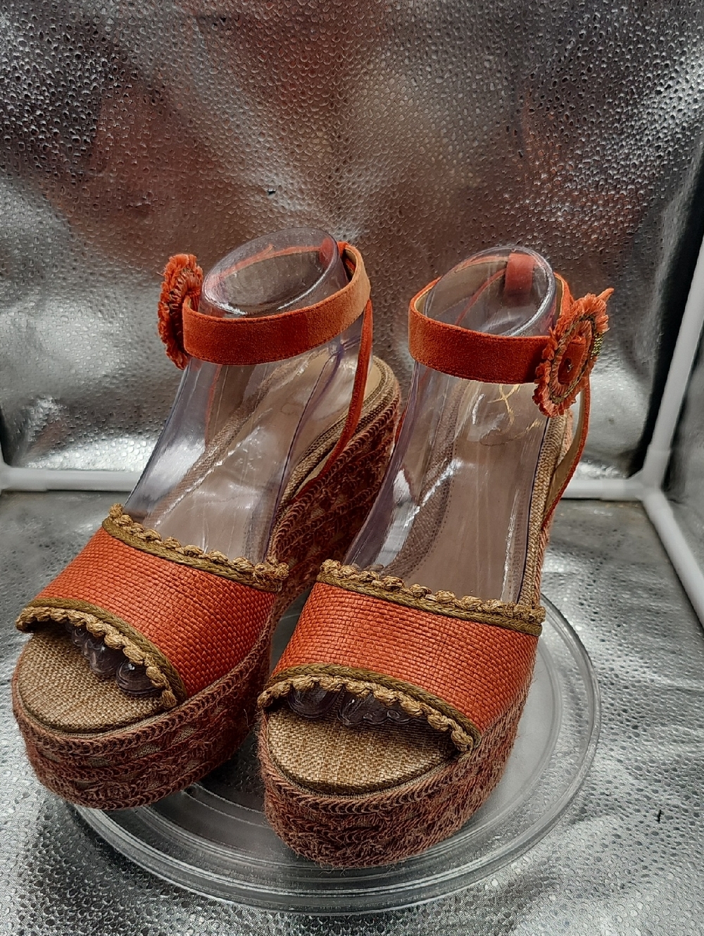 S Orange And Tan Sam Edelman Platform Heels Size 9